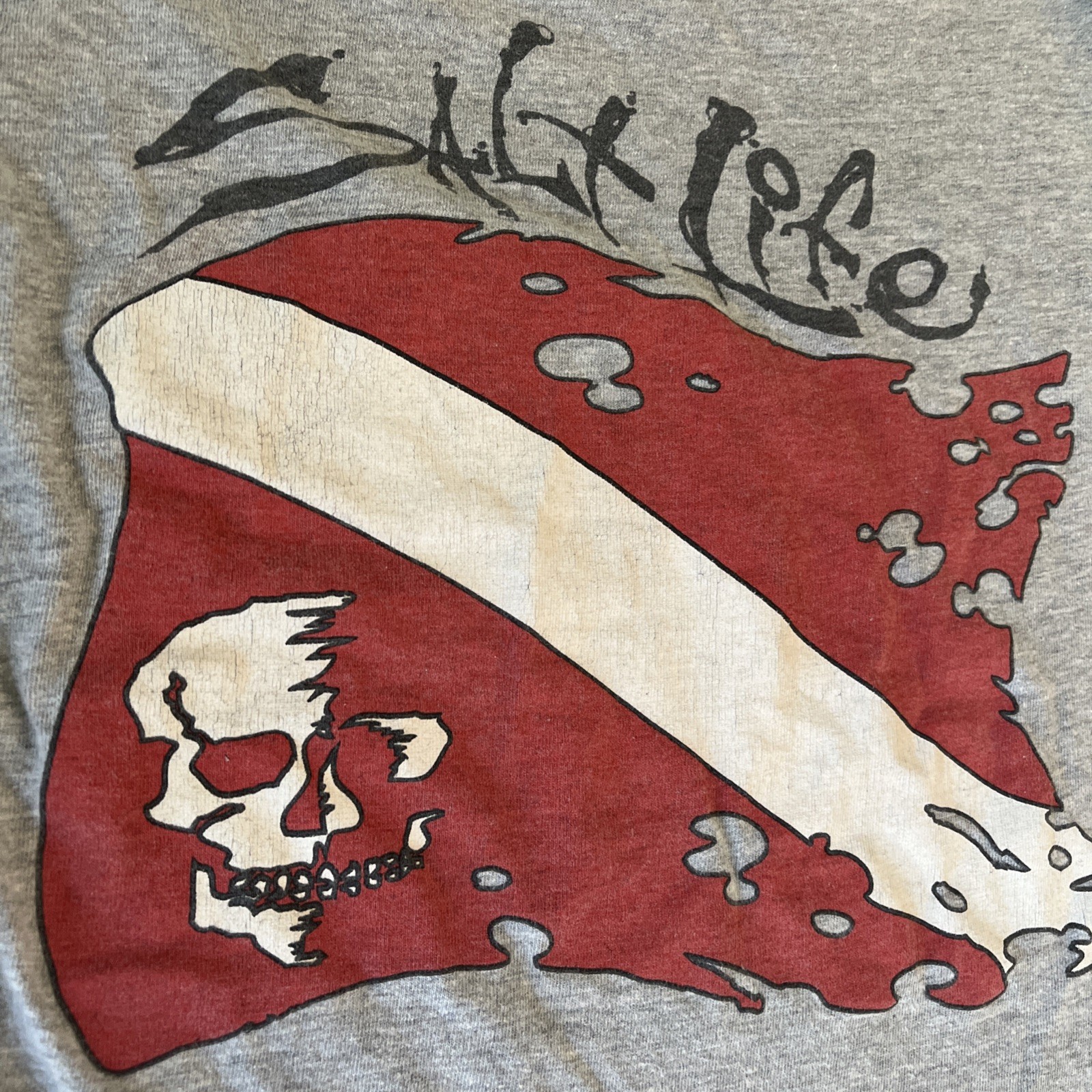 Men’s Short Sleeve Gray Salt Life T-Shirt Diving Flag And Skull Size Small
