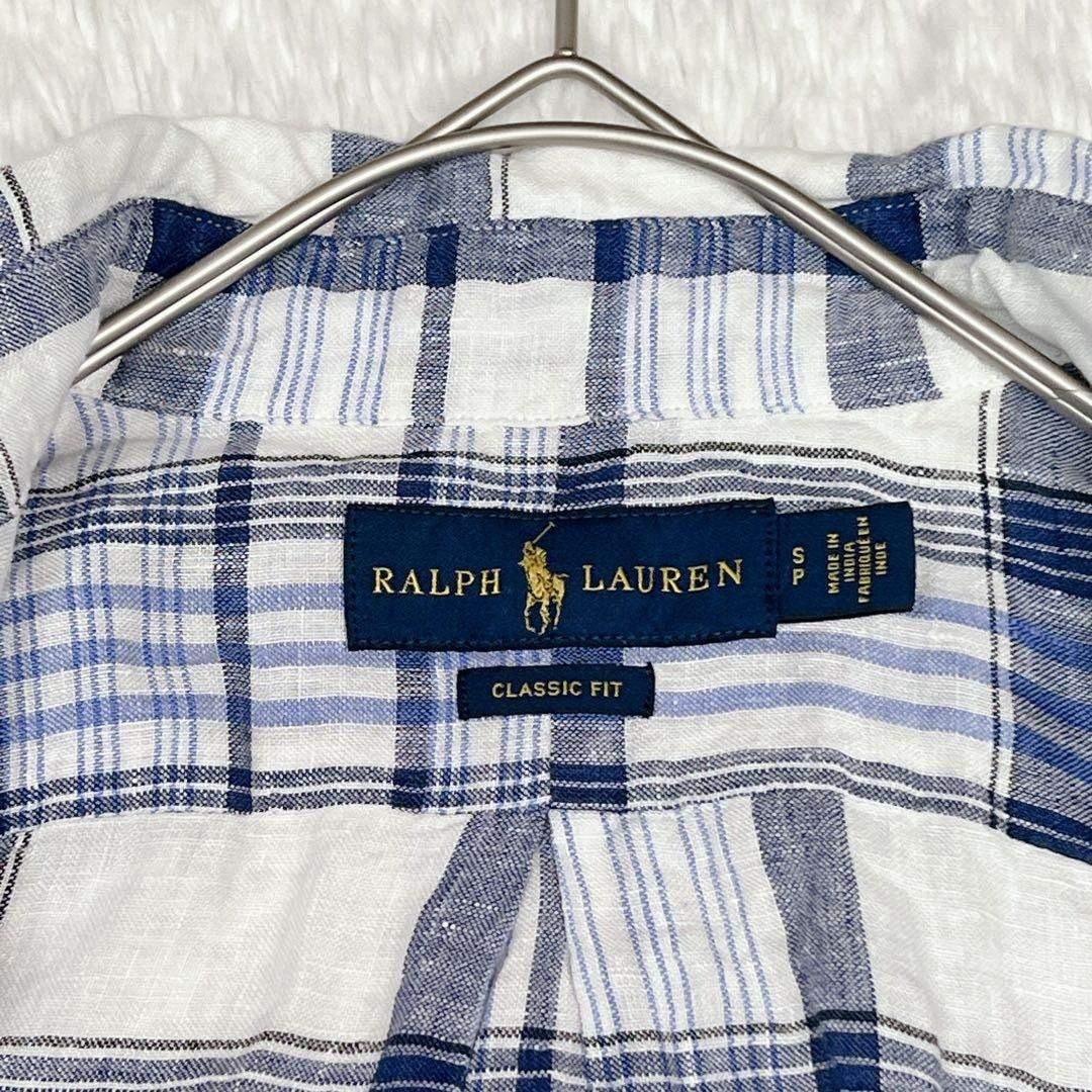 Ralph Lauren Linen Madras Check Long Sleeve Shirt with Pony Embroidery Blue/Whi gallery