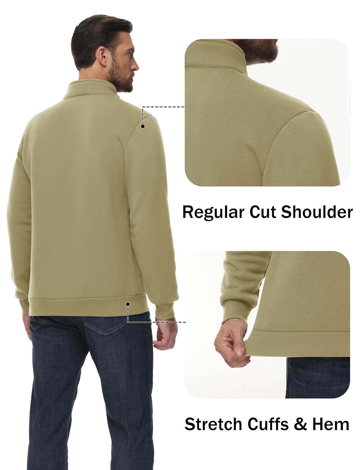 Men's 1/4 Zip Sweatshirt Sherpa Lined Fleece Pullover Heavyweight Winter Sweater gallery