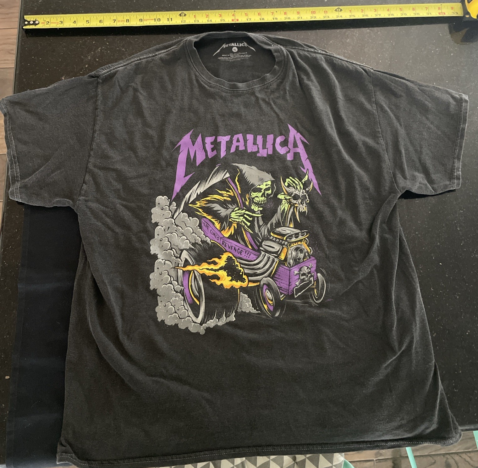 Metallica Skeleton Race Shirt XL Here Comes Revenge Rat Fink Hot Rod NEW gallery