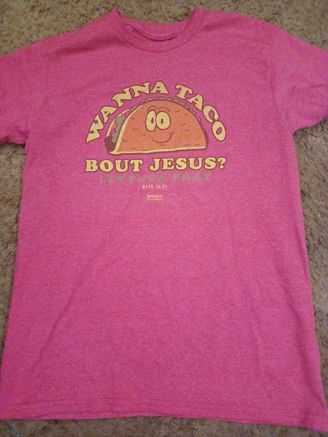 Christian Shirt Medium Kerusso Wanna Taco Bout Jesus? Mark 16:15 Lettuce Pray gallery