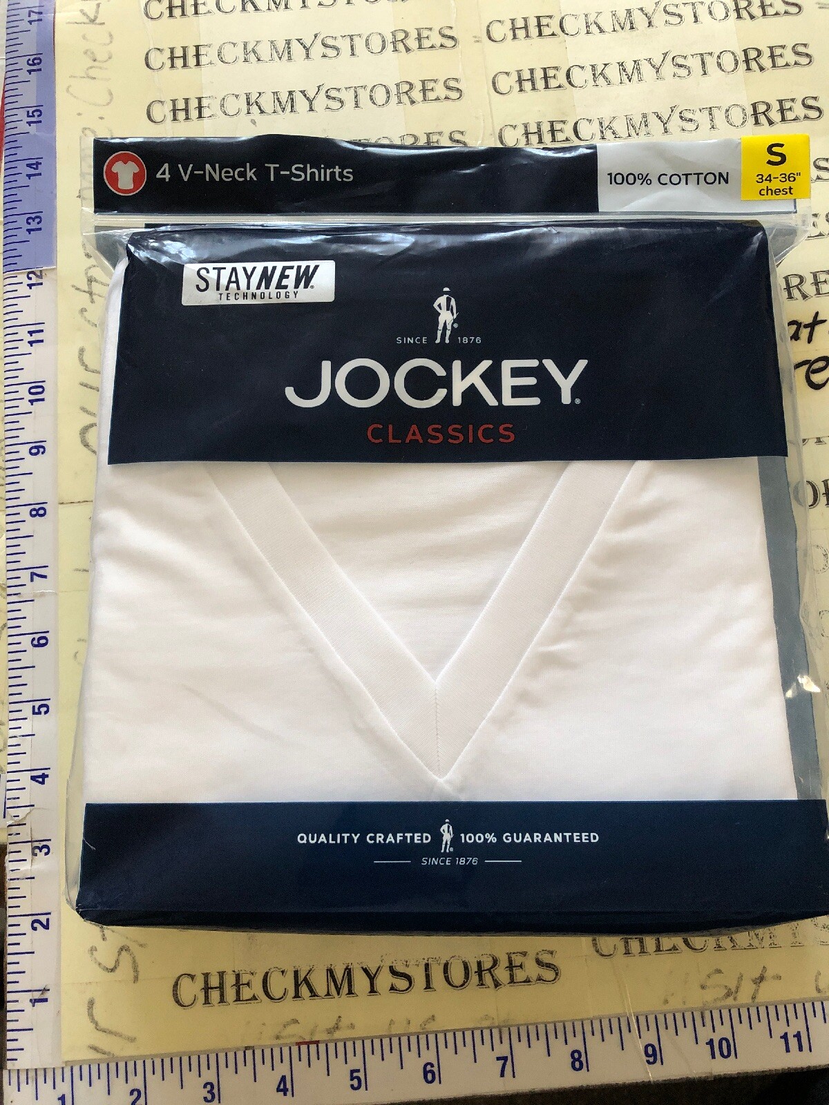 3X4 PACK Jockey Men's V Neck T-shirts Size SMALL 34 in - 36 in White Tag Free gallery