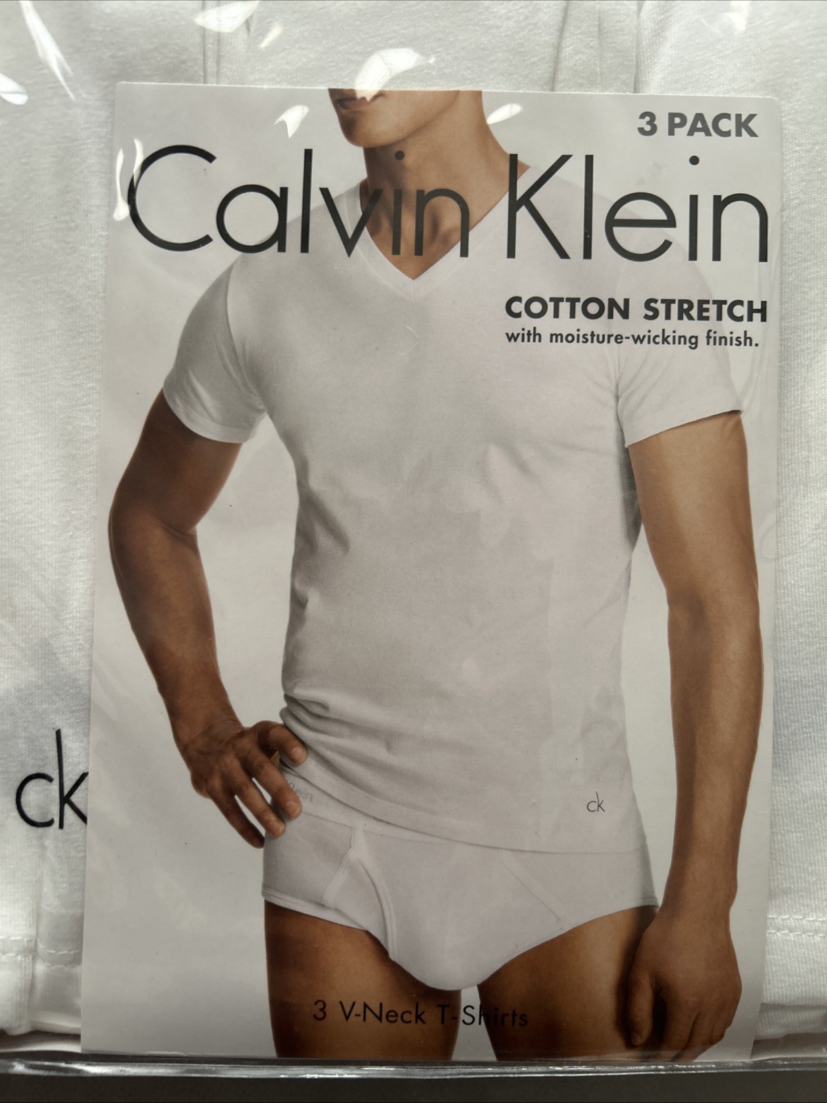 Calvin Klein 3 Pack Cotton Stretch V-neck T-shirts XL White New In Package gallery