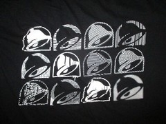 TACO BELL T SHIRT Double Sided Worn Print Logo Uniform Tee LG/XL SHORT