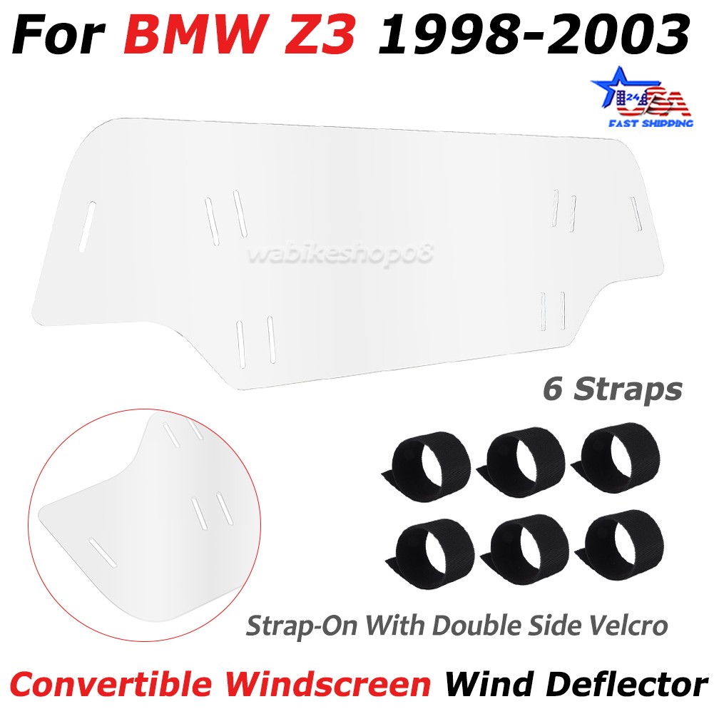 For BMW Z3 1998-2003 Convertible Windscreen Wind Deflector with Straps Strap-On