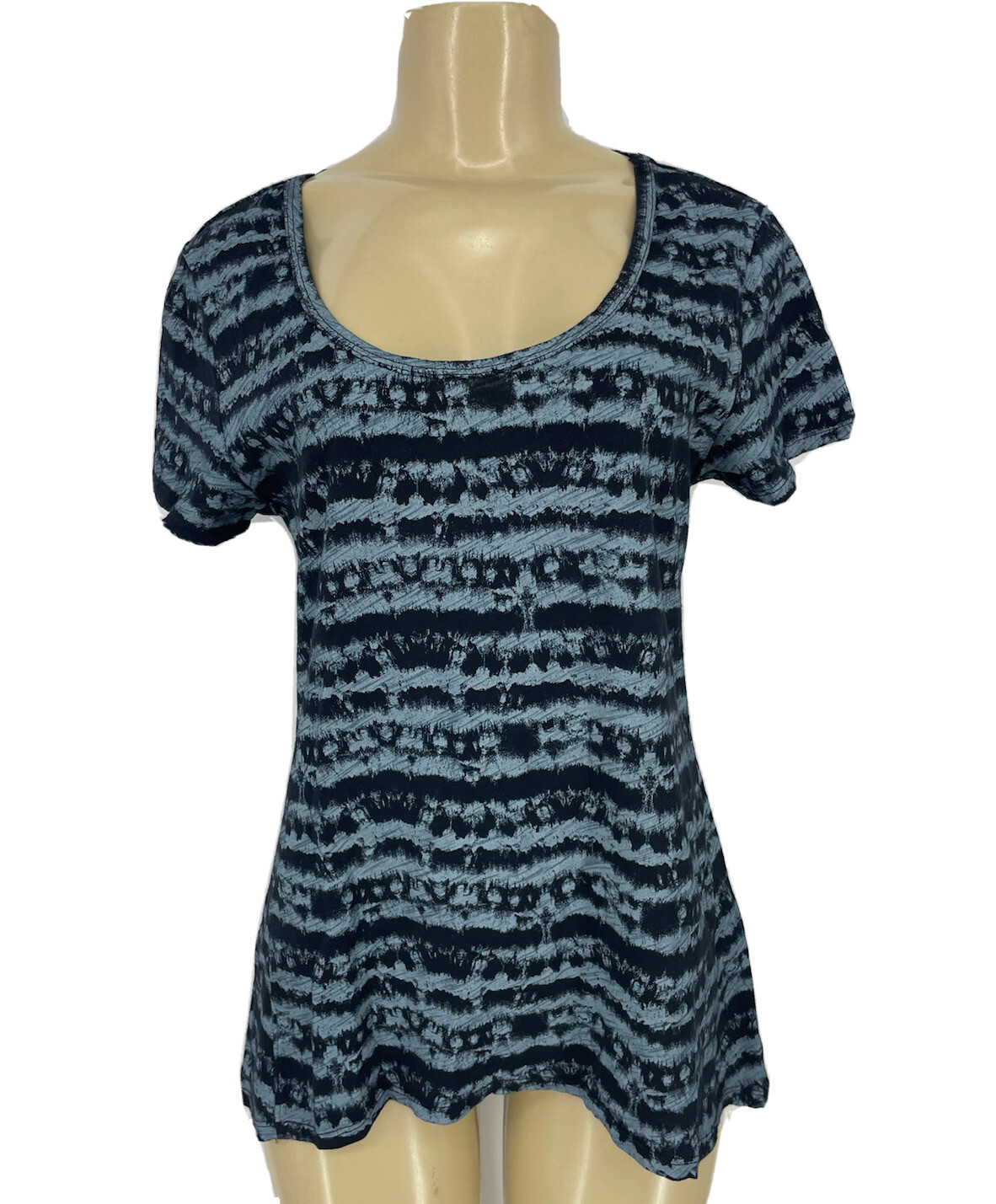 NEW Fresh Produce Small Women Sierra Striped Lina T-shirt Cotton Scoop Neck D2