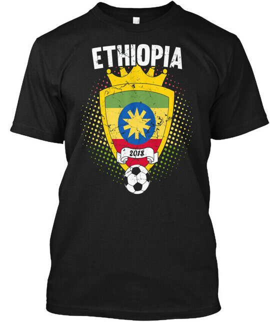 Ethiopia Soccer Ethiopian Fla T-Shirt Made in the USA Size S to 5XL