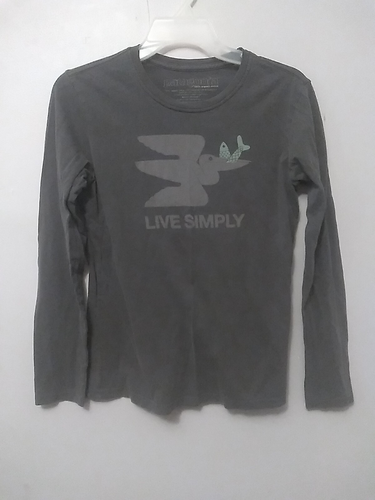 Mens Patagonia Shirt S Dark Gray Live Simply Graphic Long Sleeve Pelican Fish gallery