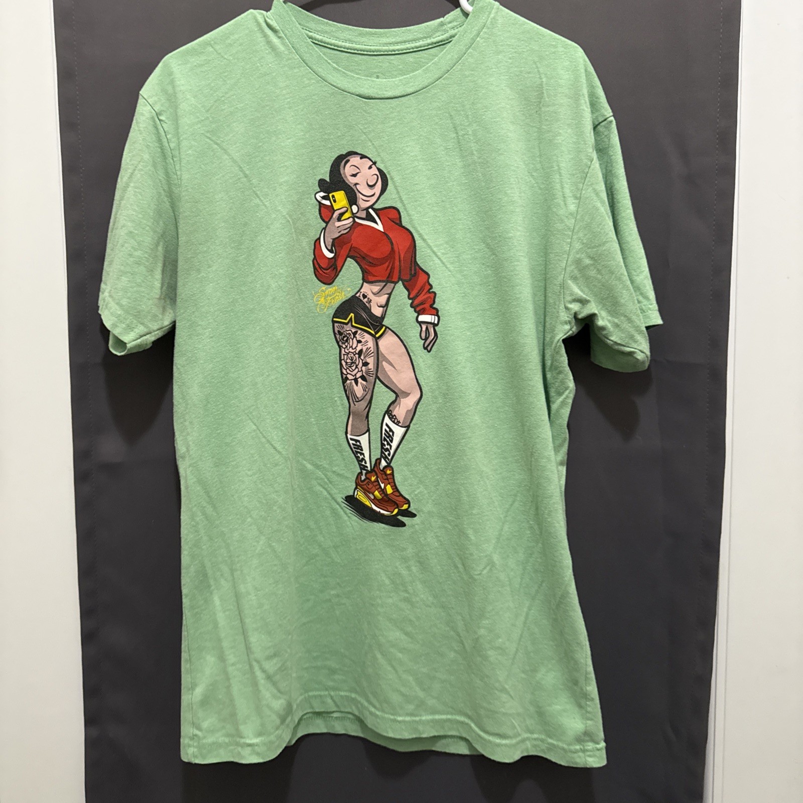 Super Fresh Brand Tattooed Olive Oyl Graphic T-Shirt Popeye gallery