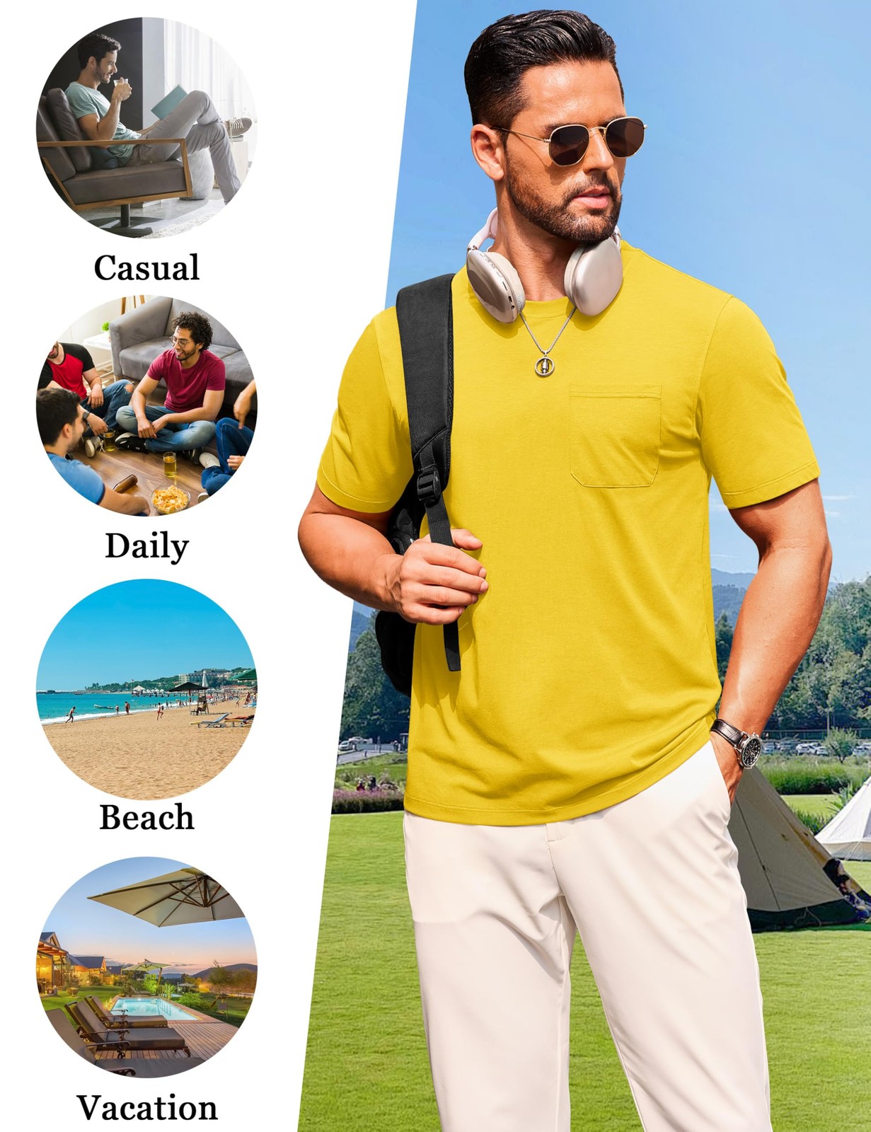 Men's T-Shirts Cotton Short Sleeve T Shirts for Men UPF 50+ Moisture Wicking ... gallery