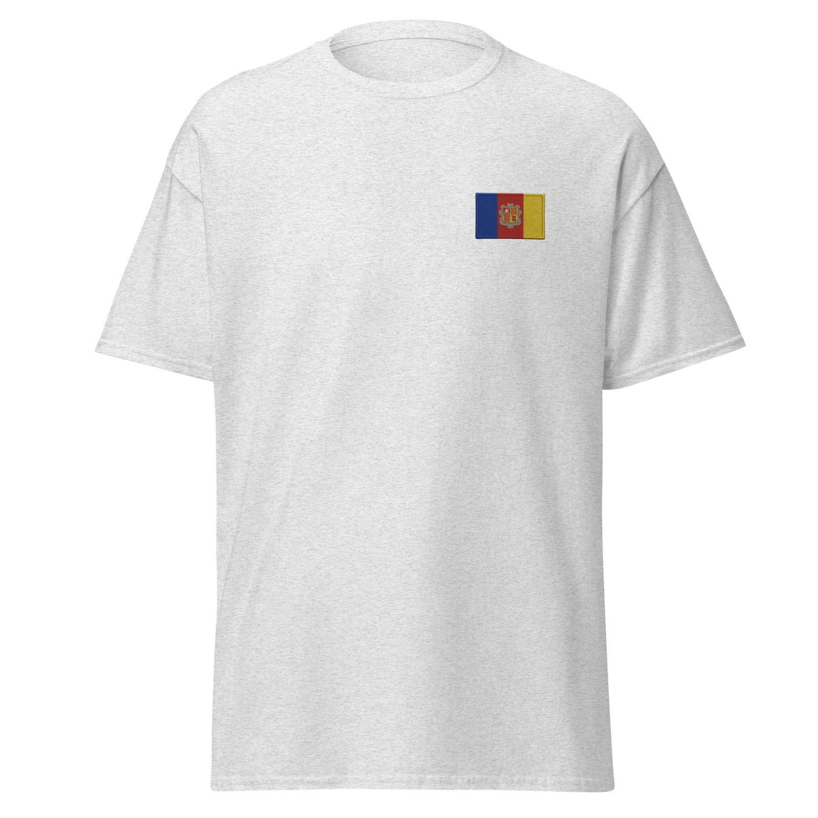 Embroidered Romania Flag T-Shirt Unisex Ash Grey Cotton Patriotic Tee gallery