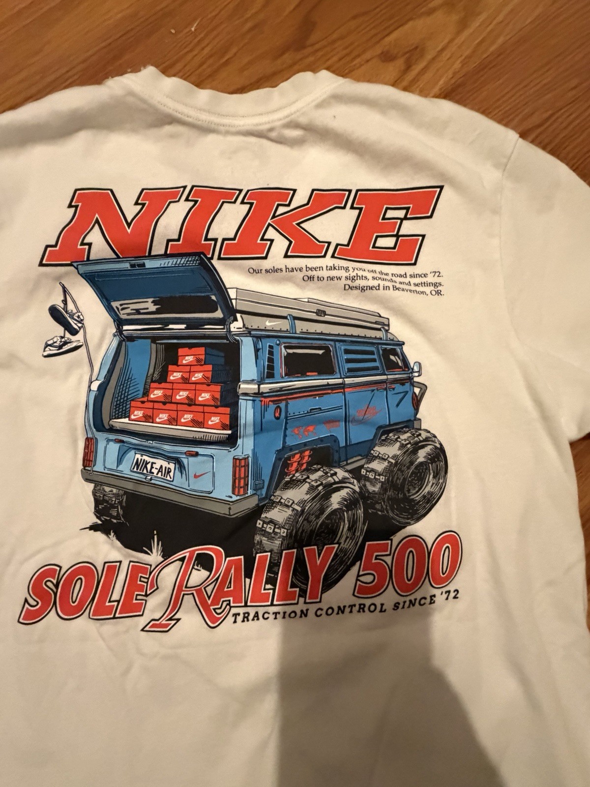 Nike The Nike Tee Sole Rally 500 Graphic Print White Cotton Crew Neck Tee small gallery