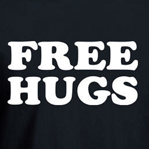FREE HUGS Funny hugging day cool party peace hippy music festival summer T-shirt