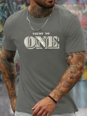 Camiseta Elegante Con Estampado De Letras Para Hombre Camisa Moda Vintagecasual