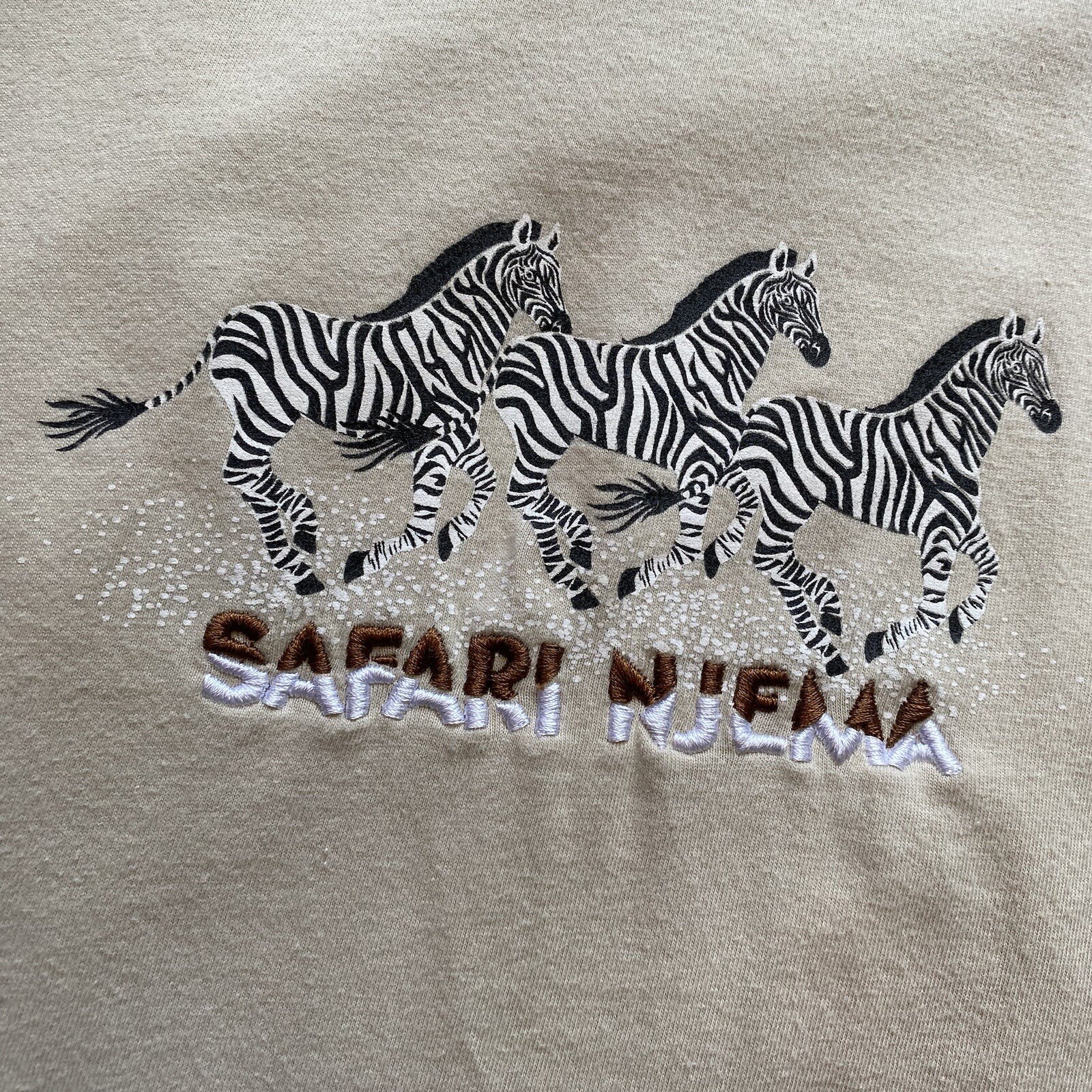 Vintage Kenya Shirt Safari Njema Embroidered Tshirt Medium Africa Zebra 80s gallery