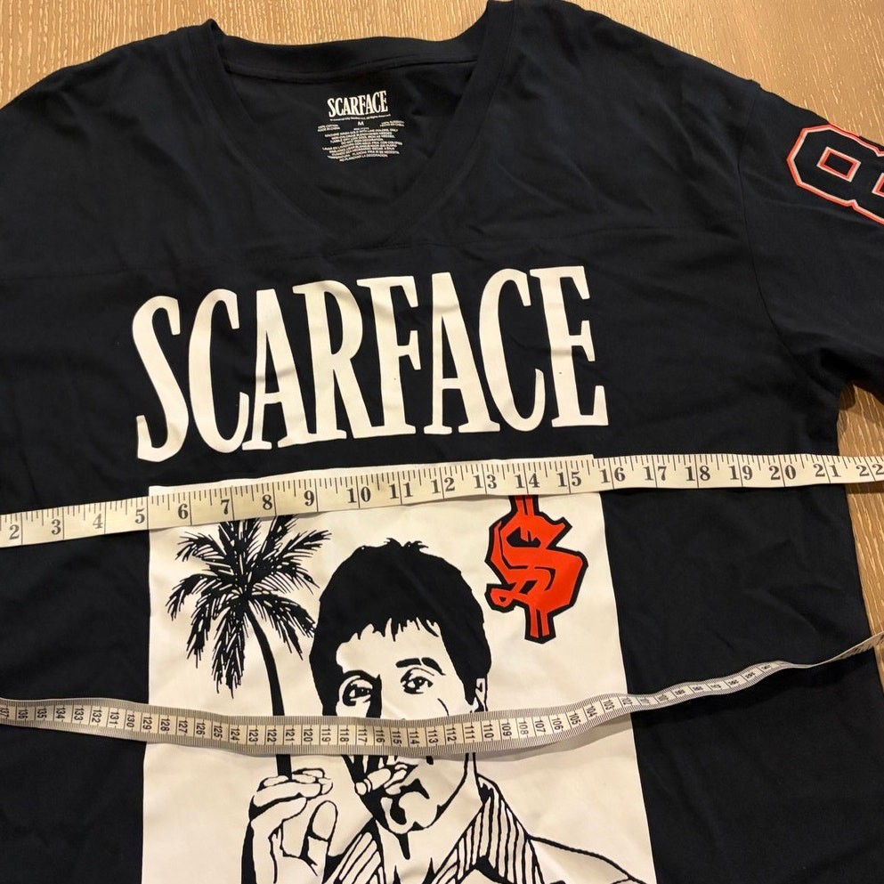 Scarface Tony Montana Miami Jersey Style Graphic T-Shirt Black Red Men's M gallery
