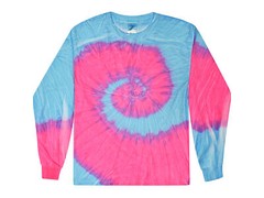 Tie Dye Long Sleeve Shirts Psychedelic Kids & Adult 100% Cotton Colortone