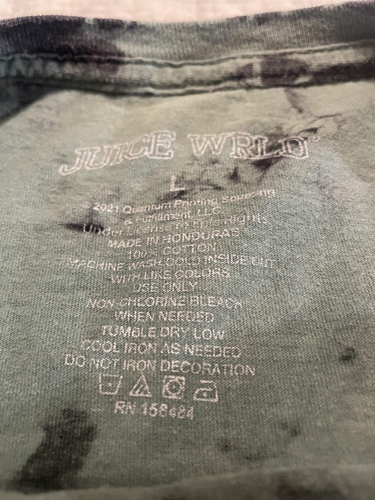 JUICE WRLD 999 Green/Black Tie Dye TShirt Winged Horse Mens•L Crewneck HipHop gallery
