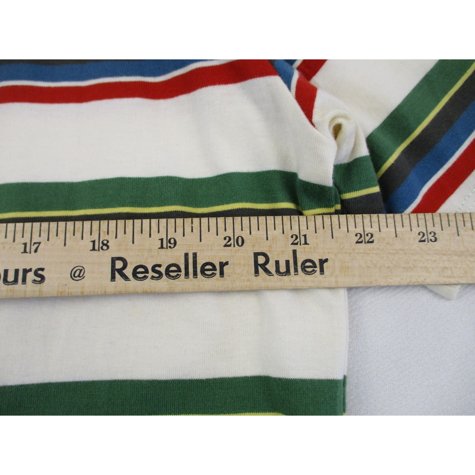 Guess Shirt Mens Medium White Multicolor Striped Embroidered Logo Retro Y2K gallery