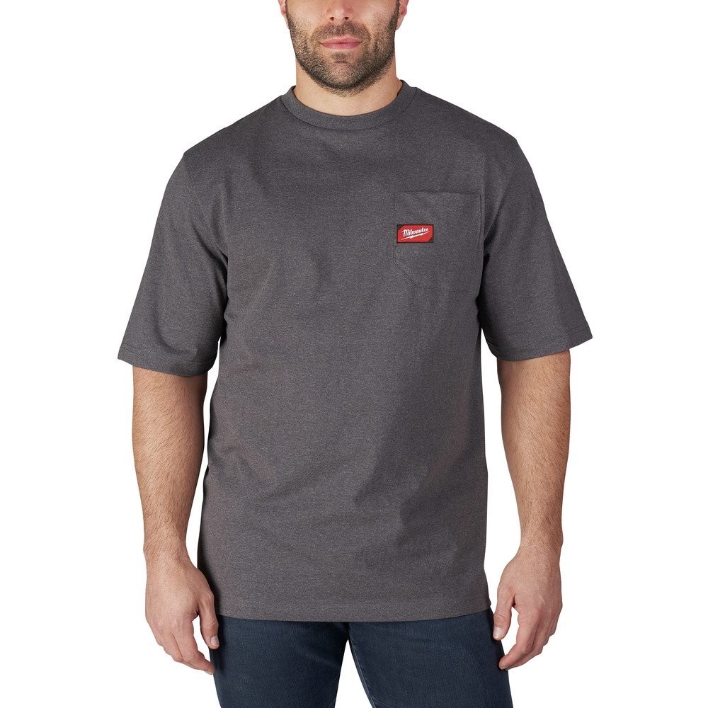 NEW Milwaukee 601G-XL Men’s Short-Sleeve Pocket T-Shirt Gray Heavy Duty XLarge