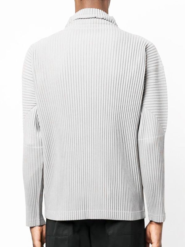 Issey Miyake Men's Basic Pleated High Neck Long Sleeve gallery