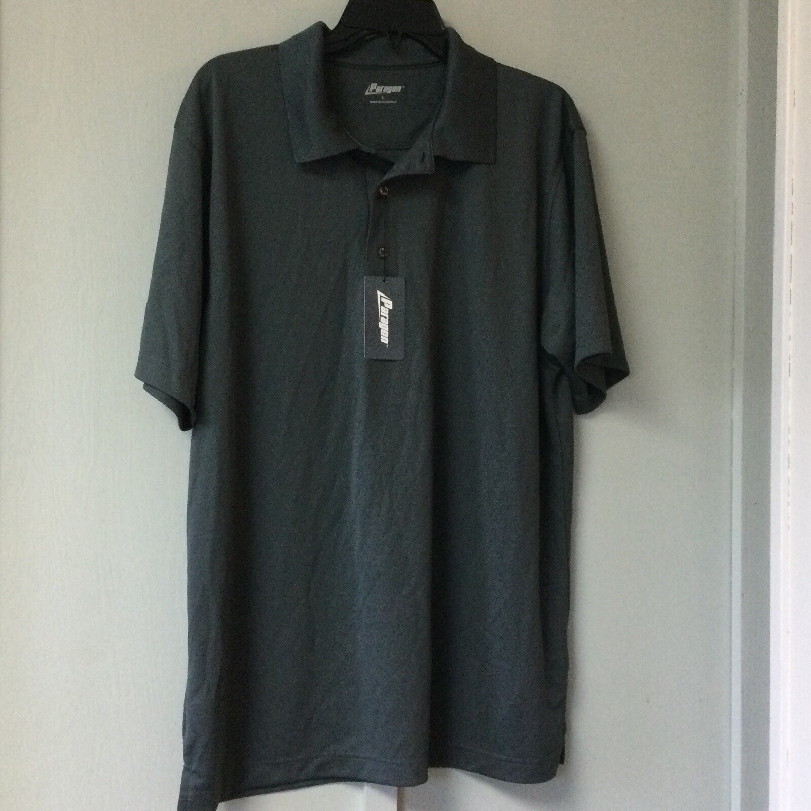 Men’s Paragon Large Proof UPF 30+ Sun Gray Polo Short Sleeve Shirt NWT