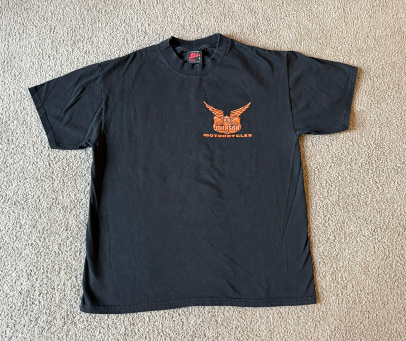 VTG 90s Big Johnson Motorcycles Black T-Shirt - Size Large gallery