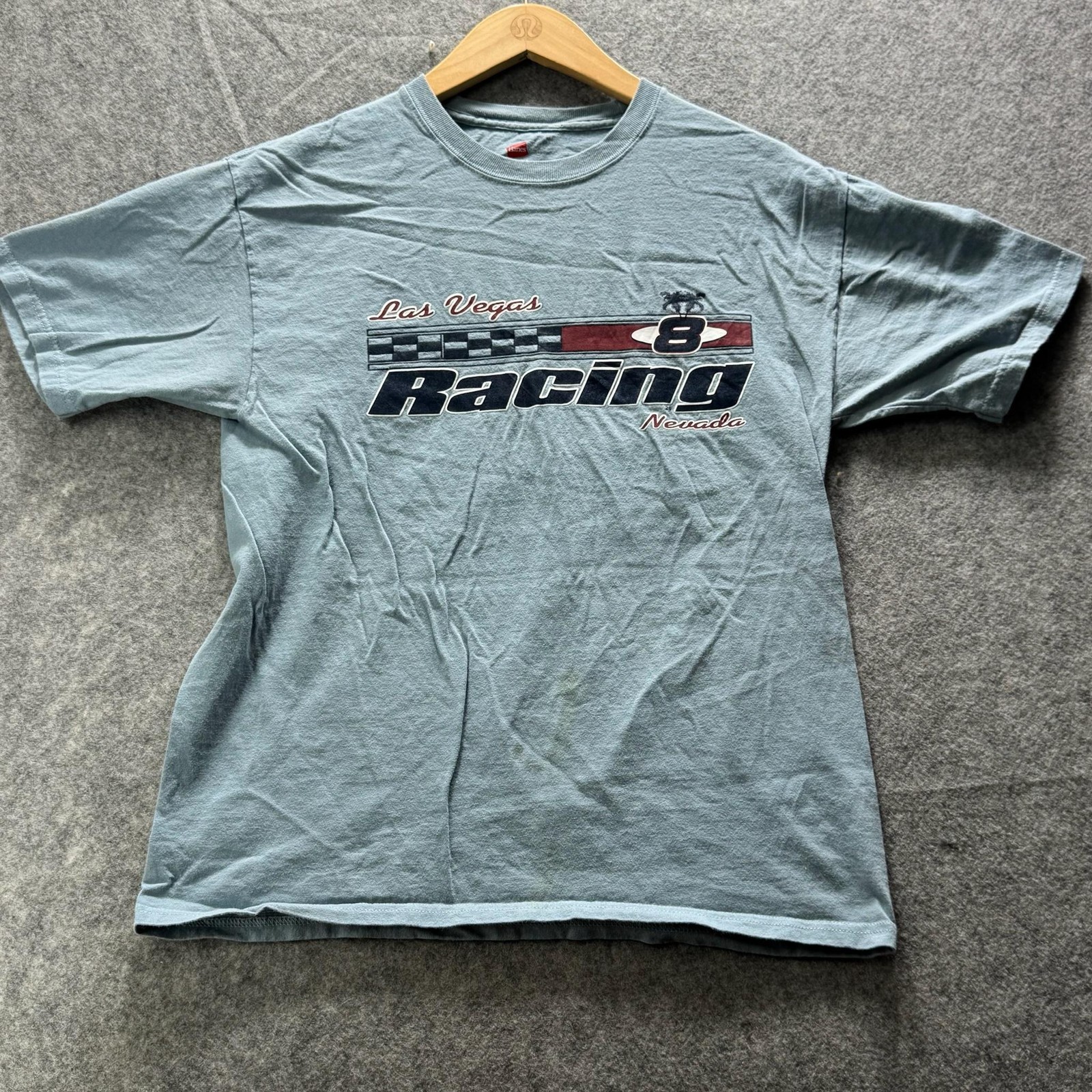 Hanes Shirt Mens M Blue Las Vegas Racing Nevada 8 Graphic Tee Tagless Cotton