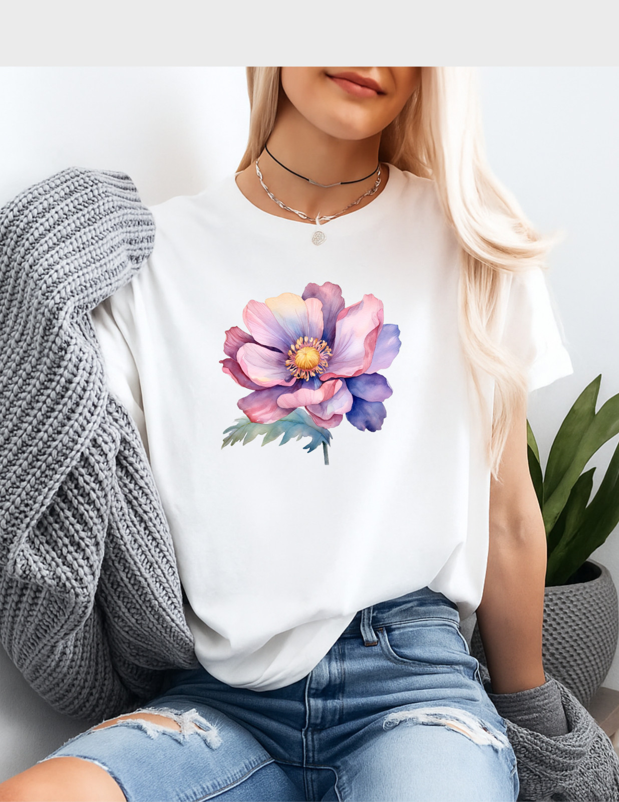 Watercolor Flower Graphic Tee Adult Botanical Floral Nature Tshirt Art Boho Gift gallery