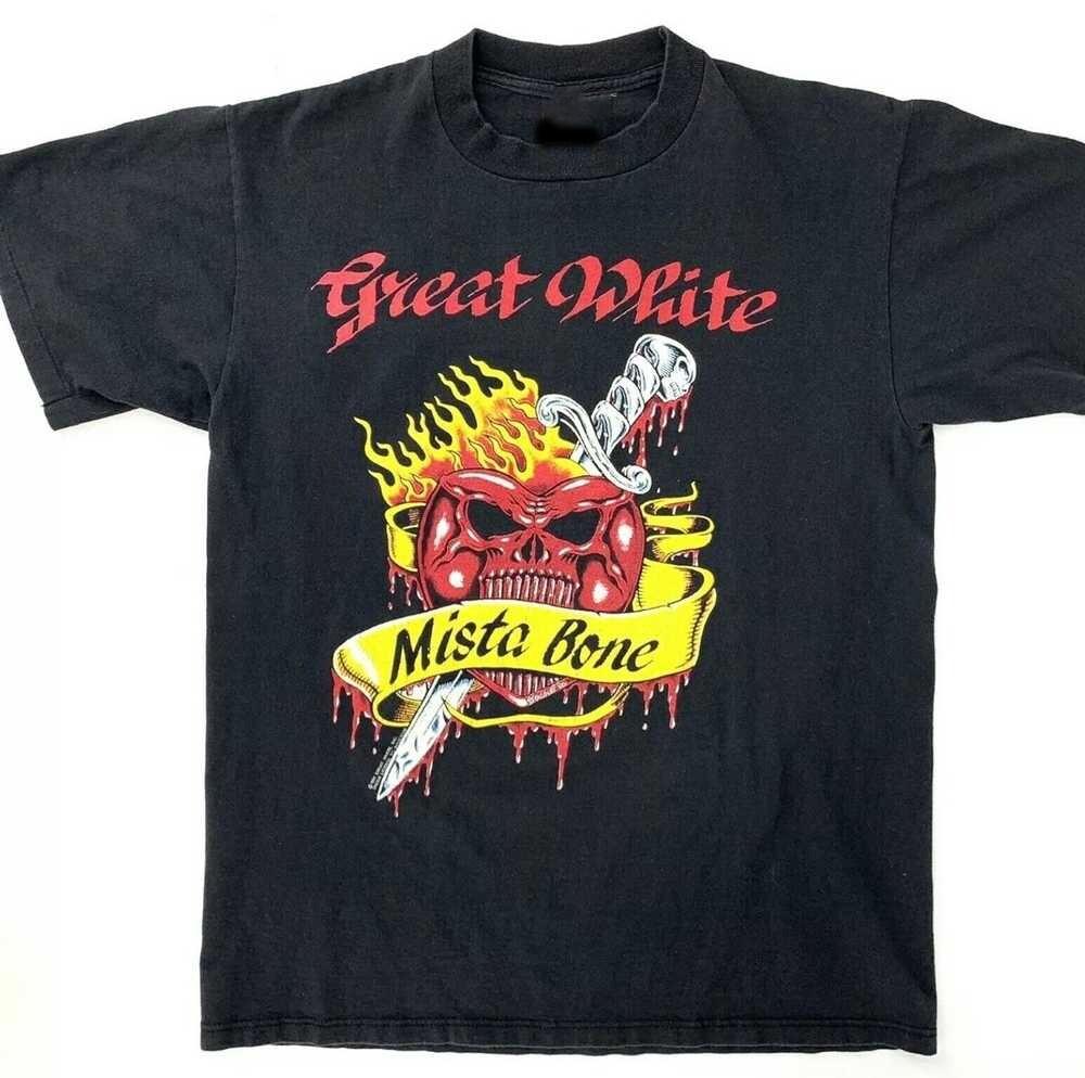 Vintage 1991 Great White Mista Bone Tour Shirt Black Men Unisex S-234XL