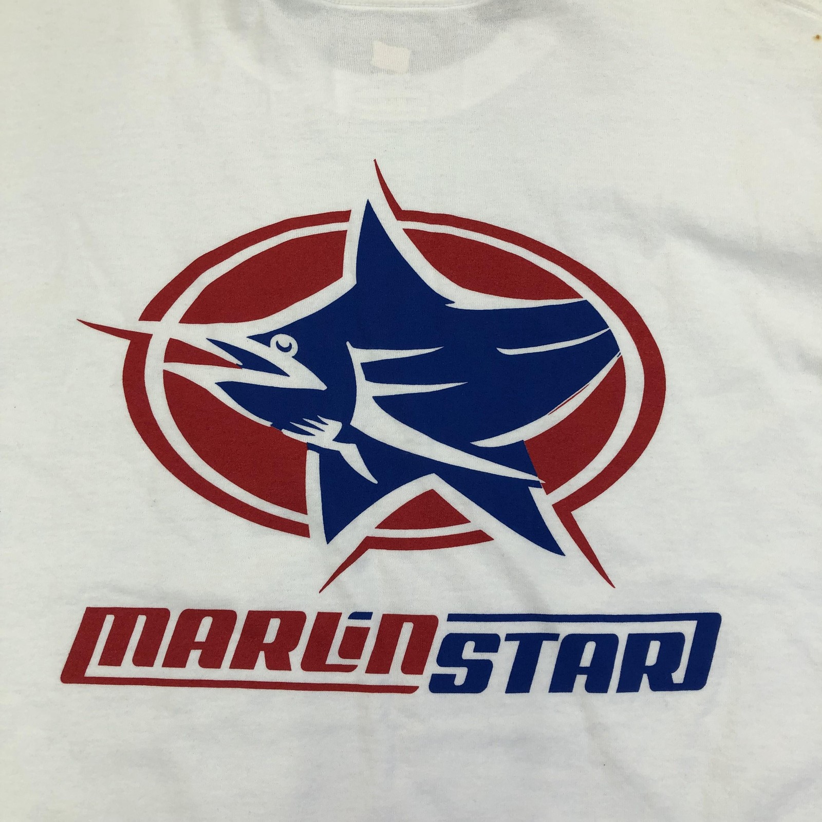 MarlinStar Hanes Shirt Mens Medium White Long Sleeve Graphic Tee Tagless Fish gallery