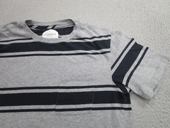 Saturdays NYC Shirt Mens Medium Gray Blue Striped Pocket tee slim fit