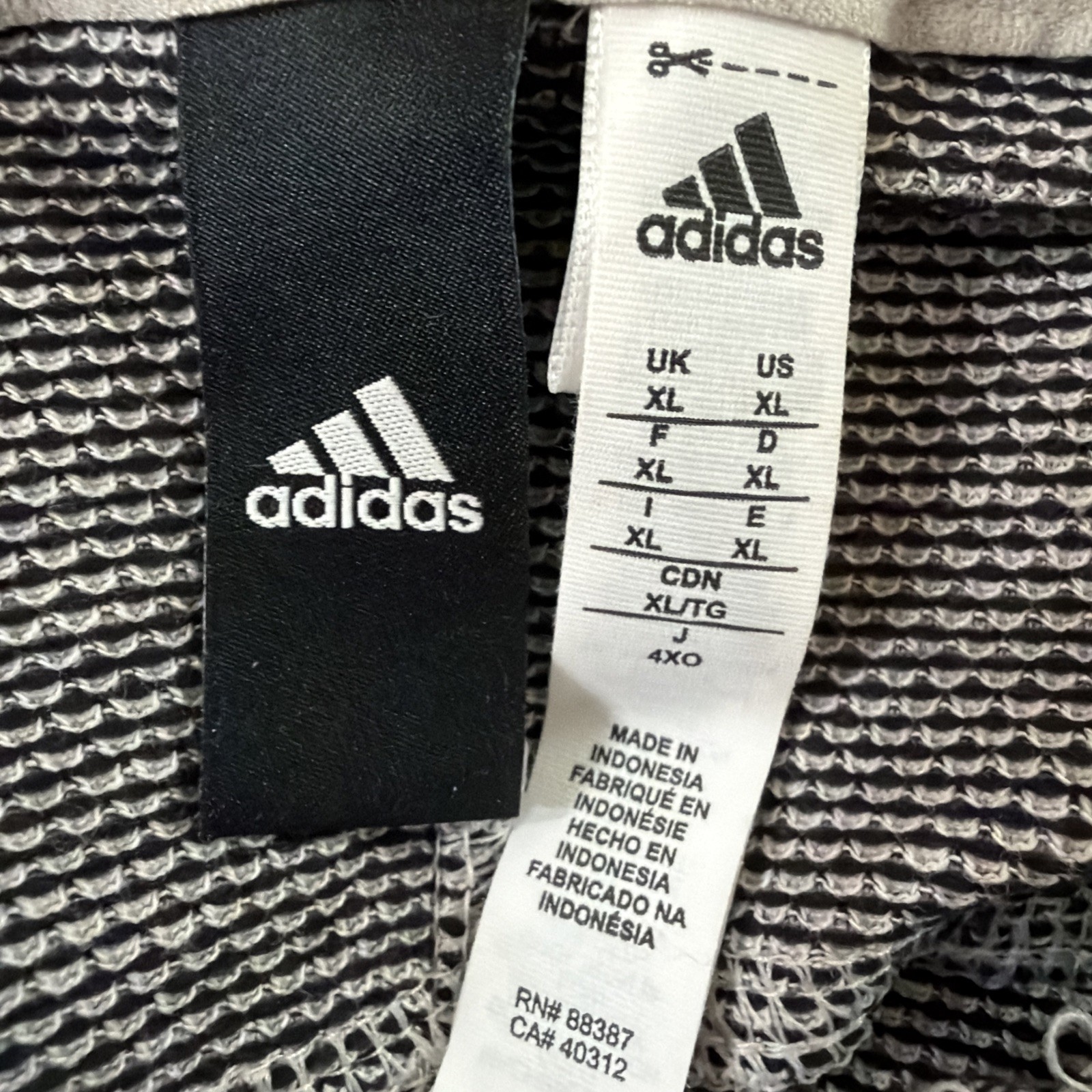 Adidas Shirt Mens XL Short Sleeve Hooded Kangaroo Pocket Pullover Gray Black gallery