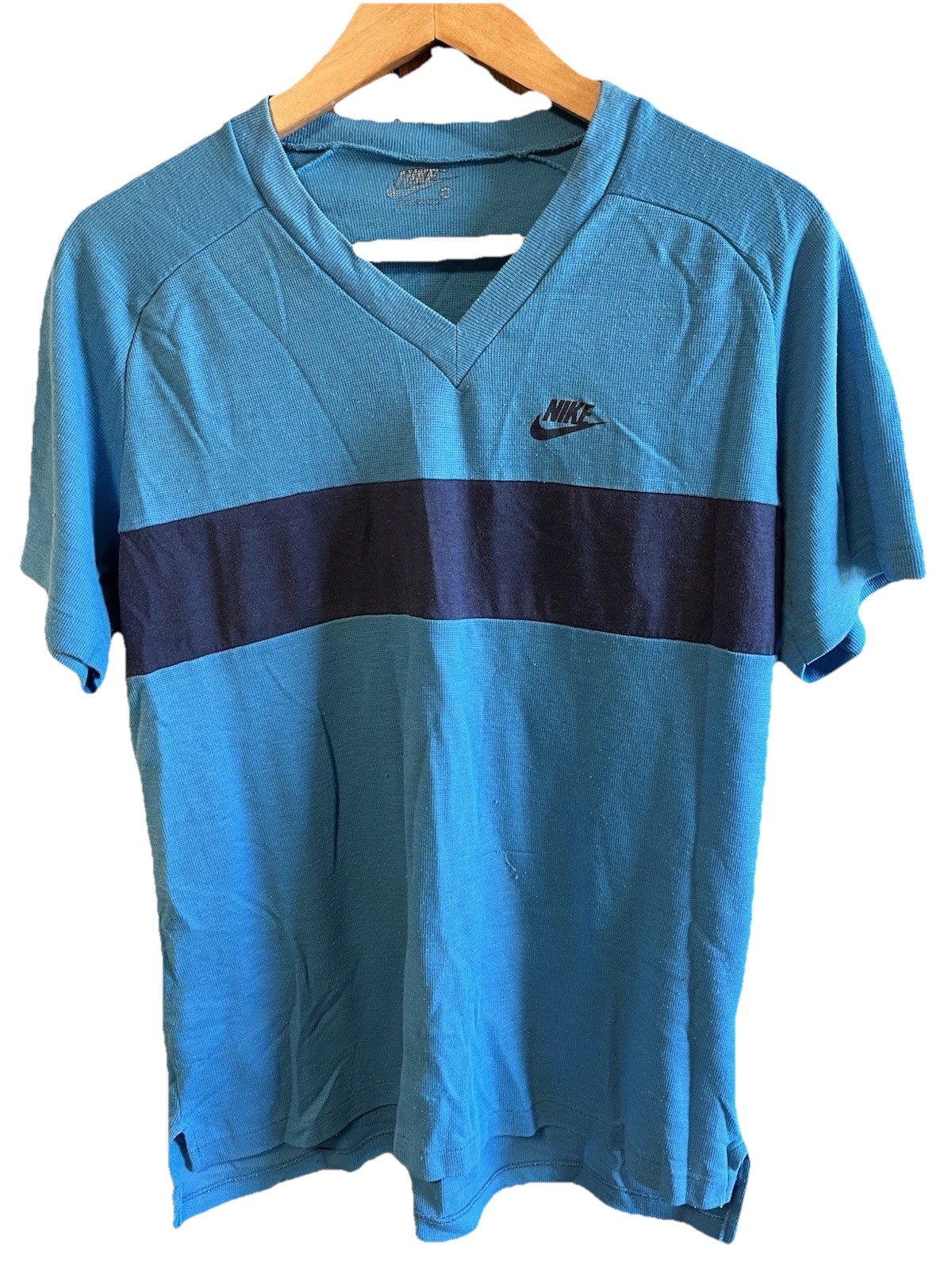Vintage 70s 80s Nike Pique V Neck Men’s Large Distressed V Neck T Shirt VTG