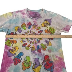 Liquid Blue Psychedelic Mushroom Spiral Tie Dye T Shirt Large Boho Rave Festival