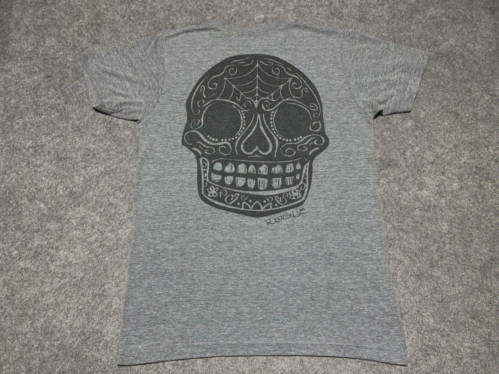 ROGUE Sports Gym Rat Lift Heavy weights Gray SMALL Skull Shirt Day of the Dead gallery
