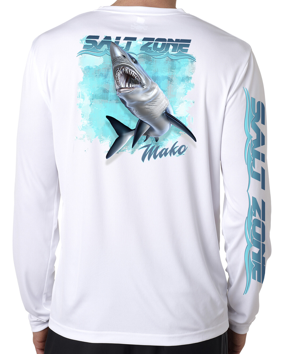 Salt Zone t shirt long sleeve microfiber saltwater fishing uv upf 50+ Mako Shark gallery