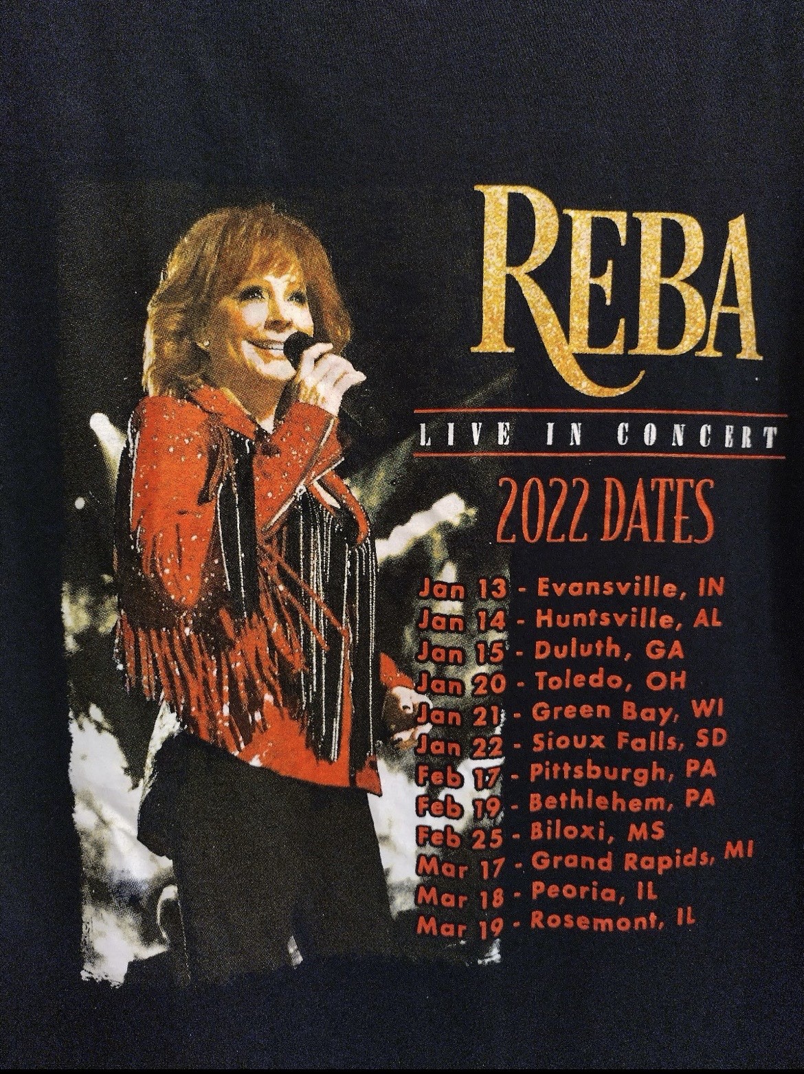 Reba McEntire 2022 Tour Shirt Large Live In Concert Country Music Black BG18 gallery