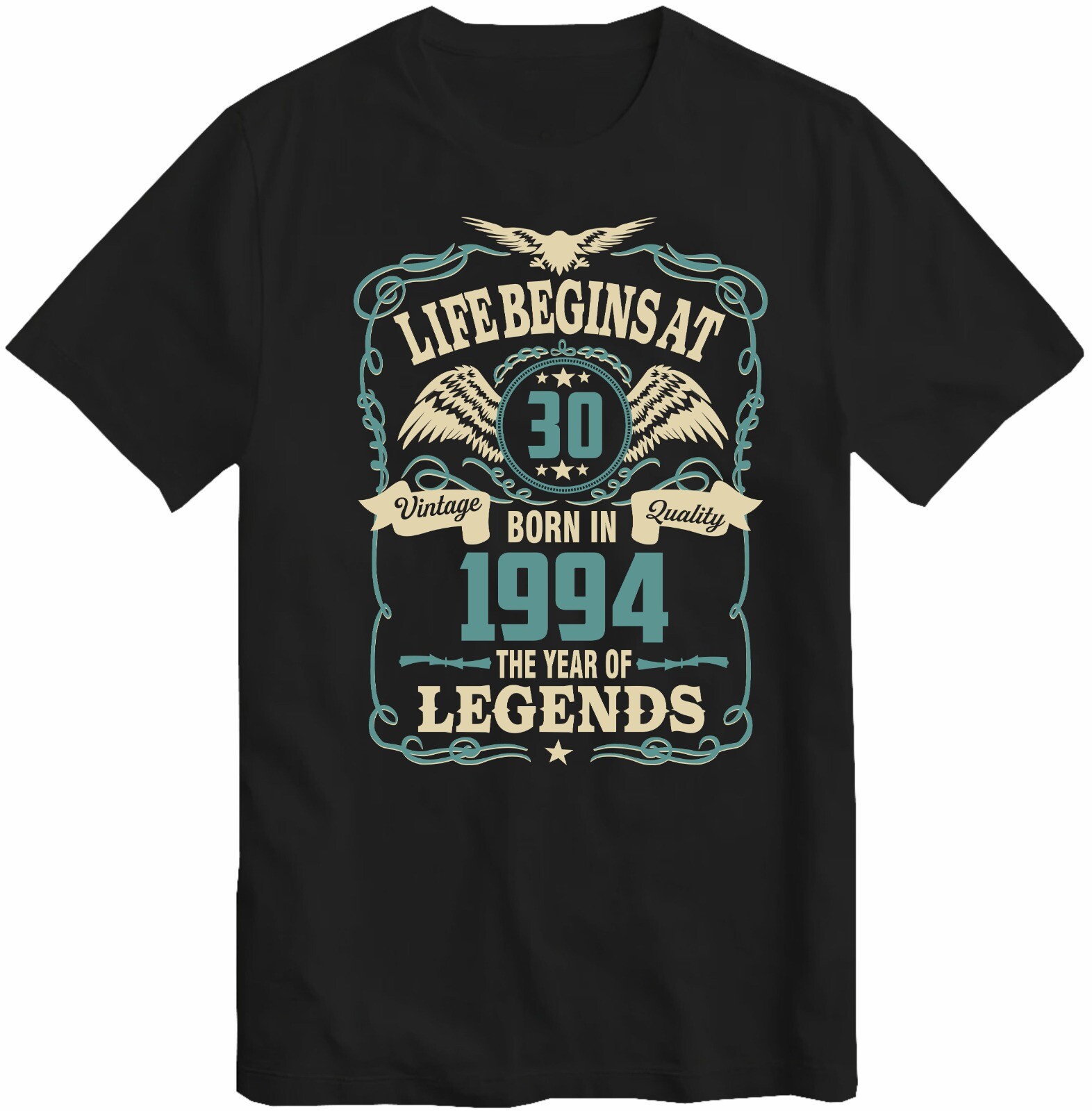 Men’s 30th Birthday T-Shirt Life Begins At 30 Born In 1994 Birthday Tee Top Gift