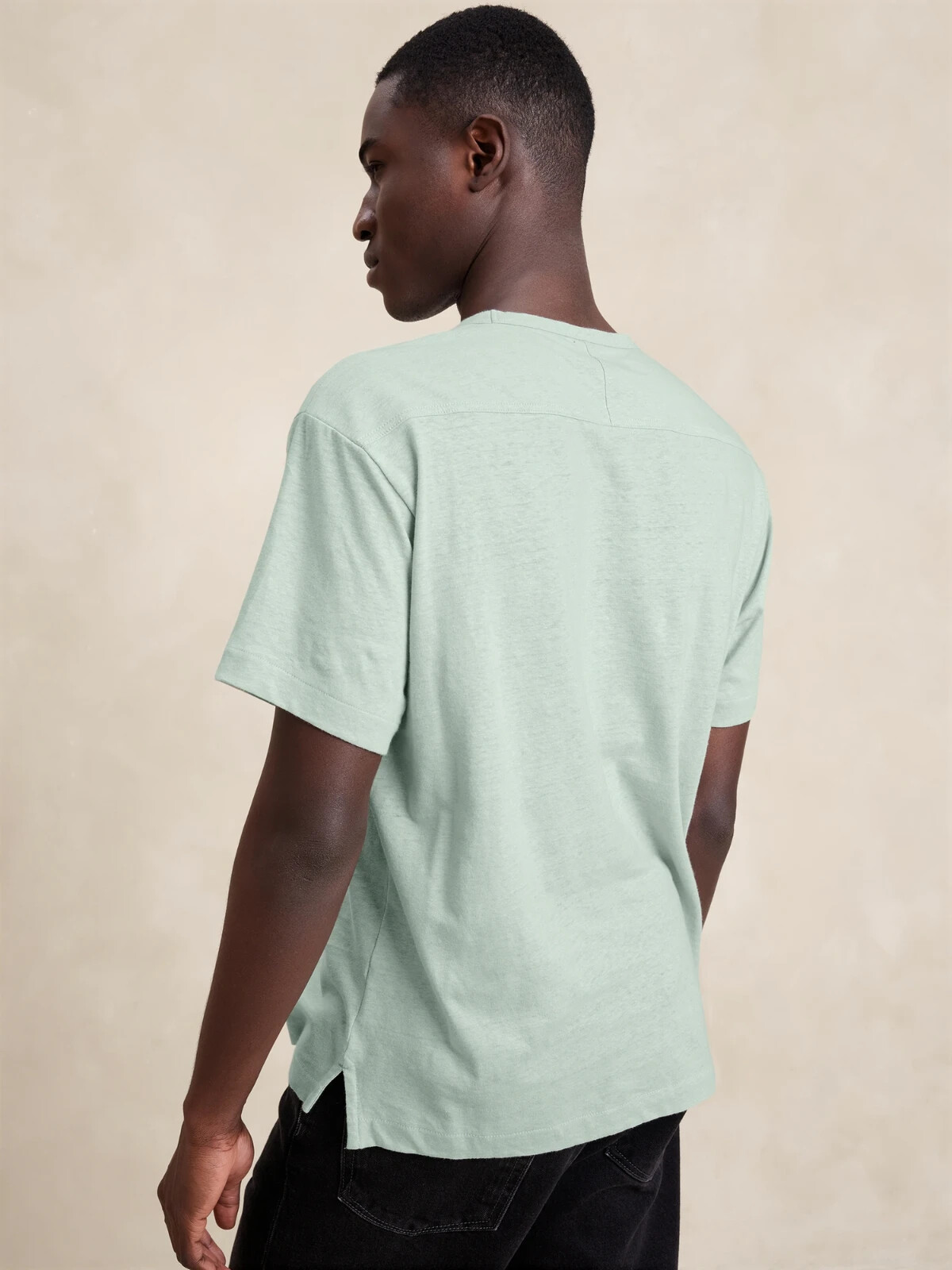 NWT - Banana Republic Men's Linen-Cotton Crew-Neck T-Shirt Green Cenote XL $50 gallery