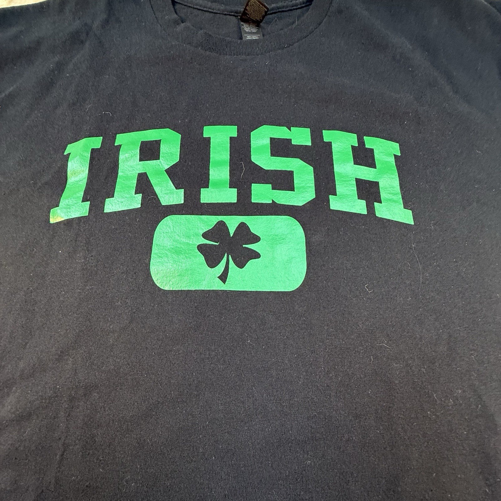 Gildan Ultra Cotton Black Irish Shamrock Graphic Tee Men L Short Sleeve Crew gallery