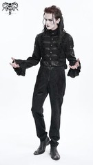 Devil Fashion Men Black Gothic Vintage Pleated Lace Party Shirt Elegant Blouse