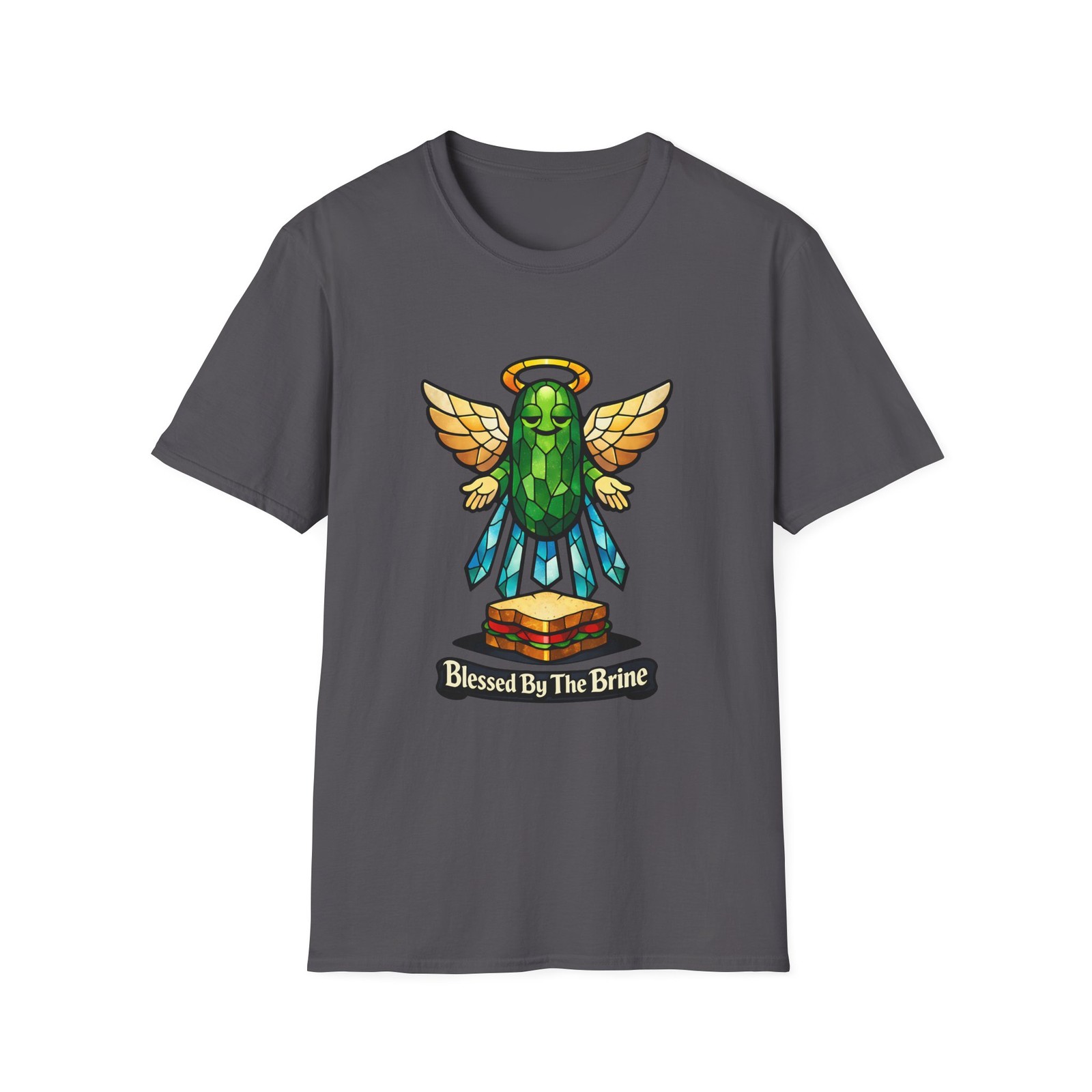Unisex Softstyle T-Shirt Pickle Angel Halo Wings Sandwich Food Humor
