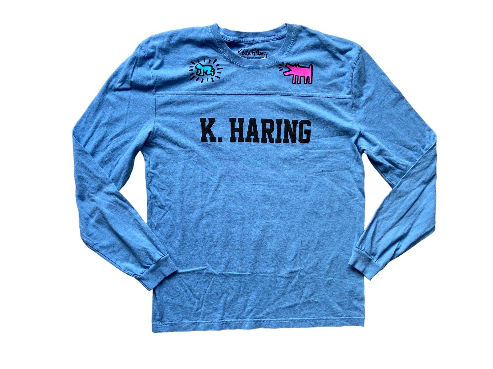 Keith Haring Ripple L Radiant Baby Barking Dog Long Sleeve Football T-Shirt Blue gallery