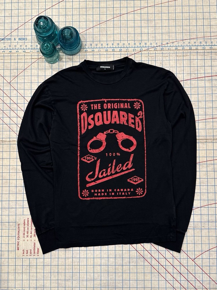 Dsquared2 Jailed Born In Canada Made In Italy Long Sleeve Black Size Small