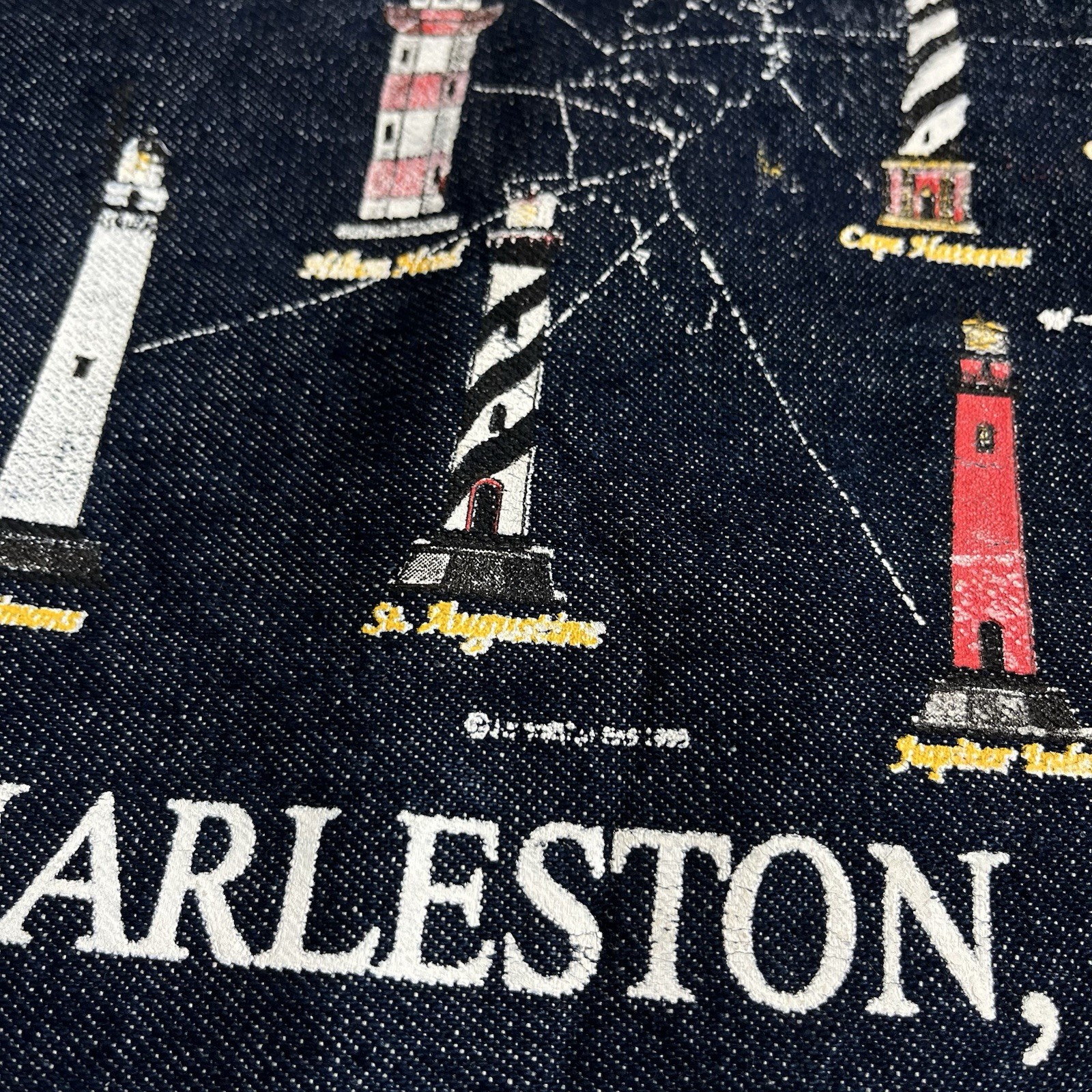 Vintage 90s Dark Navy Canvas Denim Cotton Tote Bag Charleston South Carolina gallery