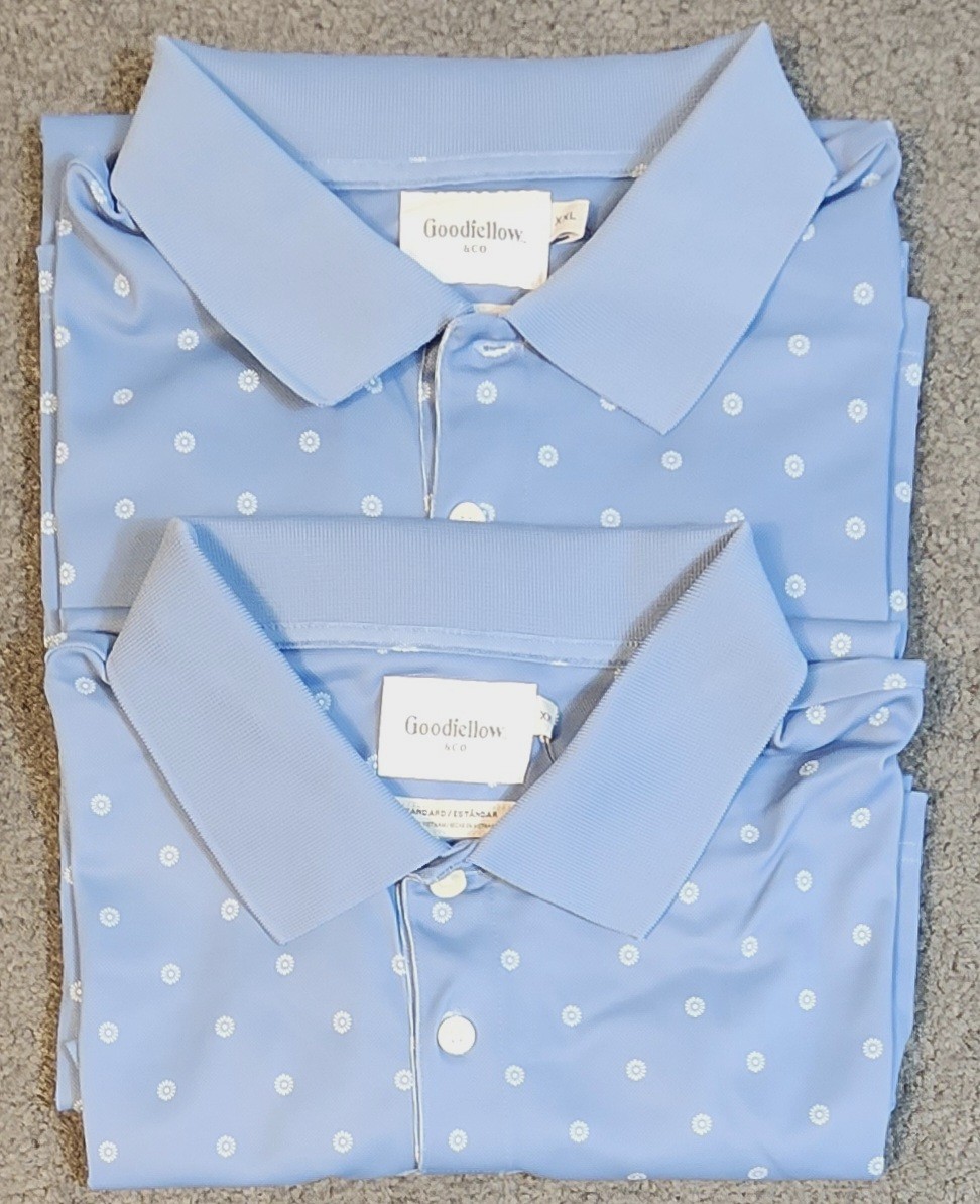 Men's Short Sleeve T Shirts 2XL Blue Polo "2 Pack" Goodfellow 1/4 Button Wicking gallery