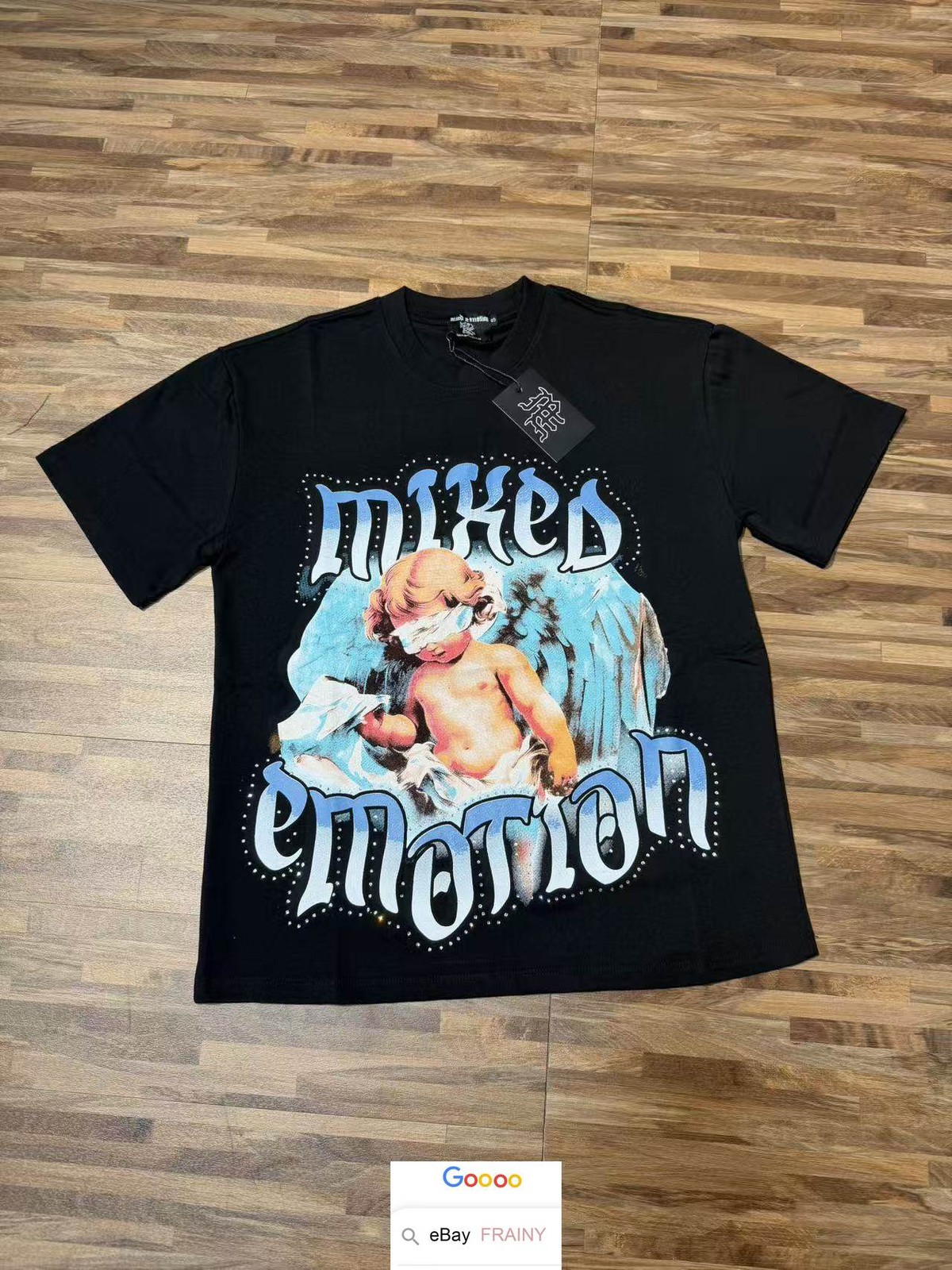 MENS WHITE SUMMER EMOTION T SHIRT HIGH STREET RHINESTONE ANGEL HIP HOP TOPS TEE gallery