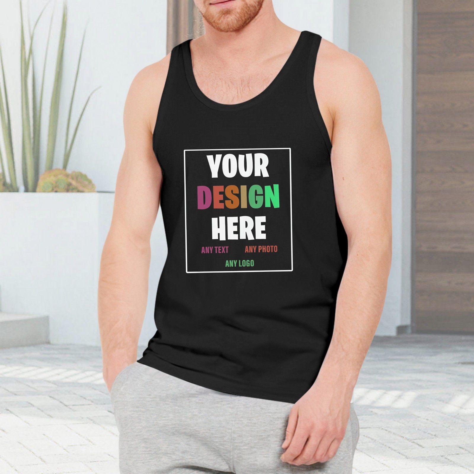 Custom Men's Tank Top - Personalized Photo/Text/Logo Print, 100% Cotton gallery