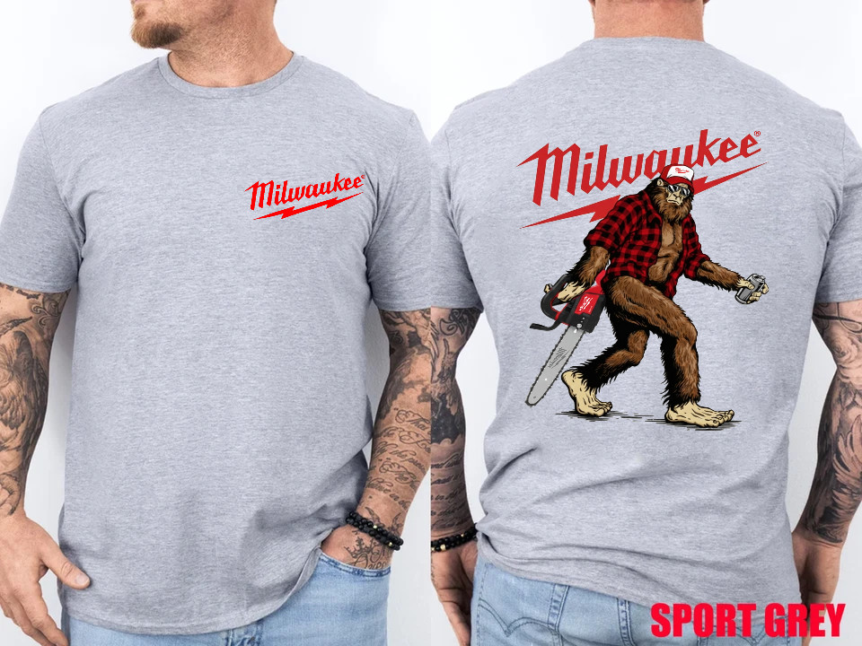 Bigfoot Milwaukee Power Tool Chainsaw Blue Collar Lumberjack 2 SIDE T-Shirt gallery